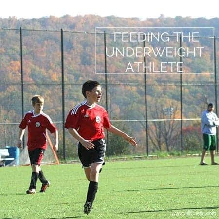 boys playing soccer - how to gain weight for underweight athletes by Jill Castle MS RDN