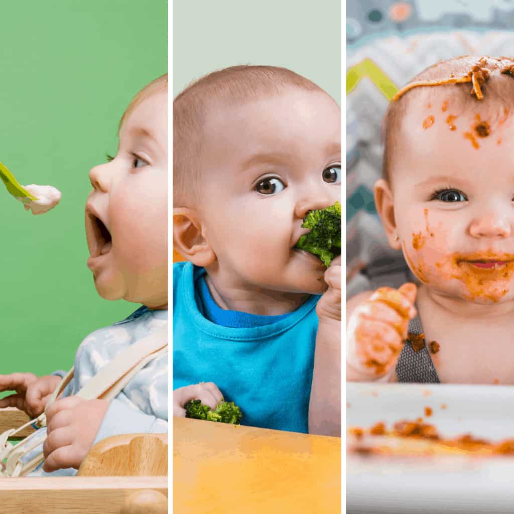 examples of spoon feeding, baby led weaning and combined feeding