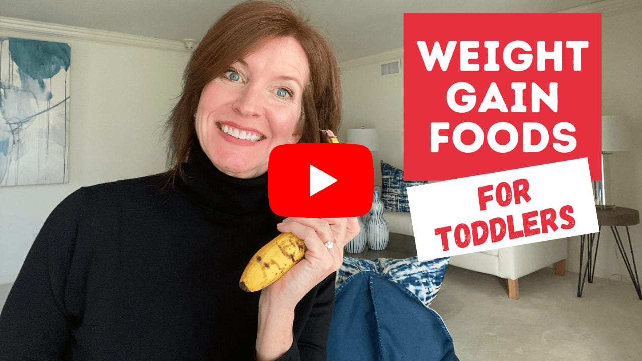 Jill Castle talking about weight gain foods for toddlers on YouTube.
