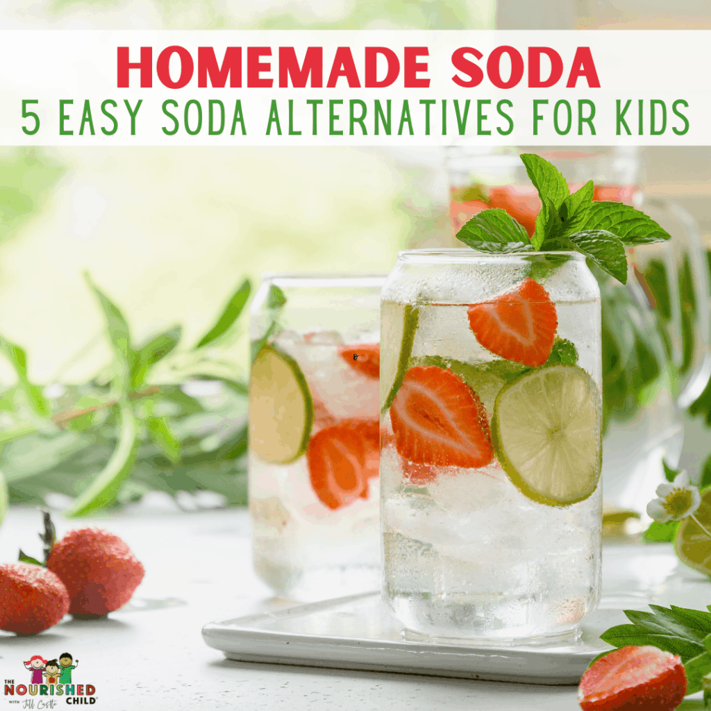 homemade soda with strawberries and lime