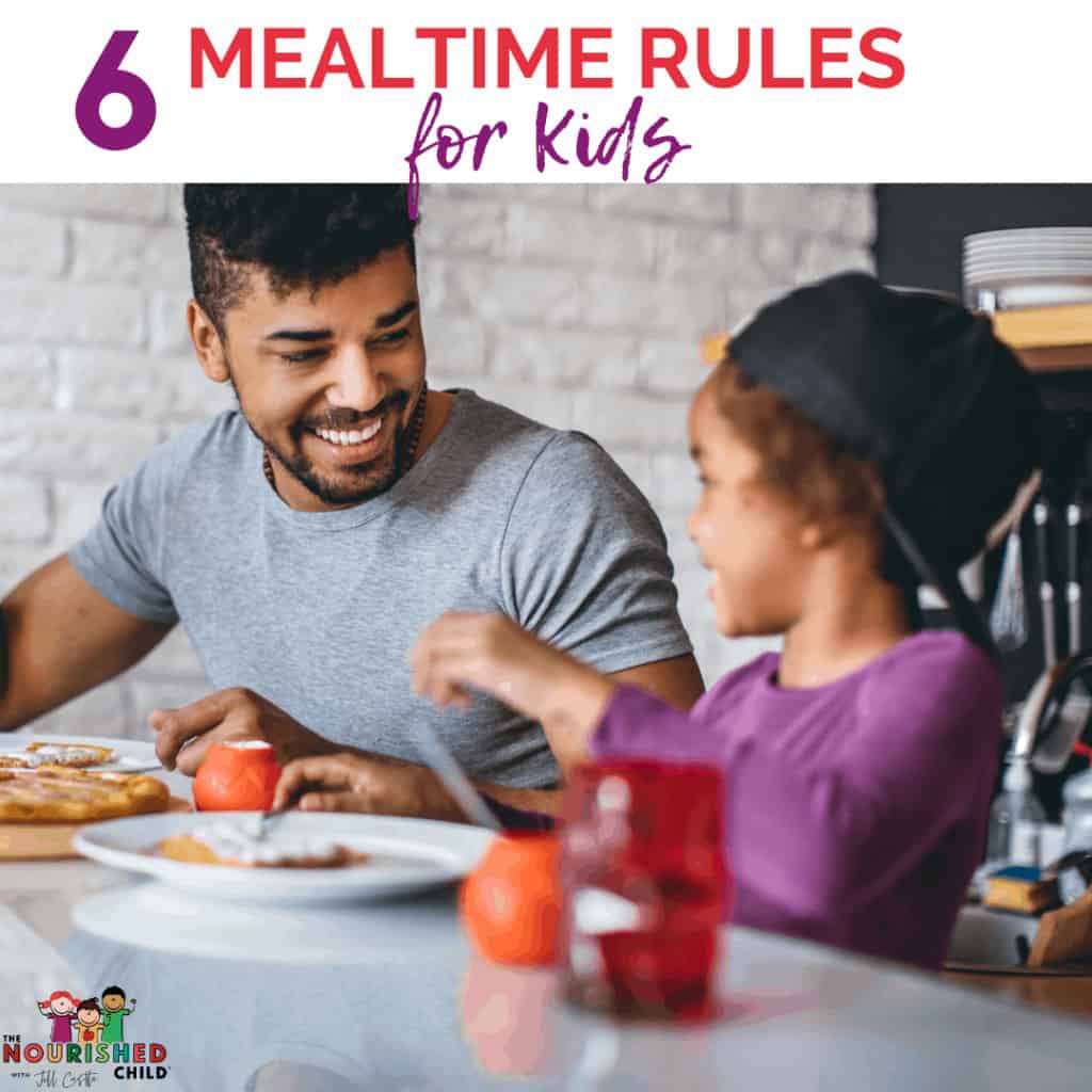 Dad and daughter sharing a meal in 6 simple mealtime rules for kids