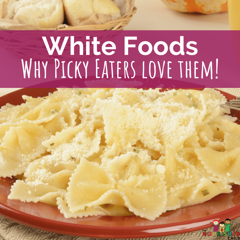 A photo of bow tie pasta with parmesan in Why Picky Eaters Love White Foods