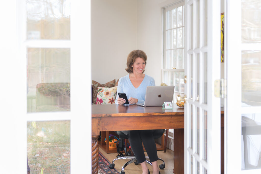 Jill on coaching call with client