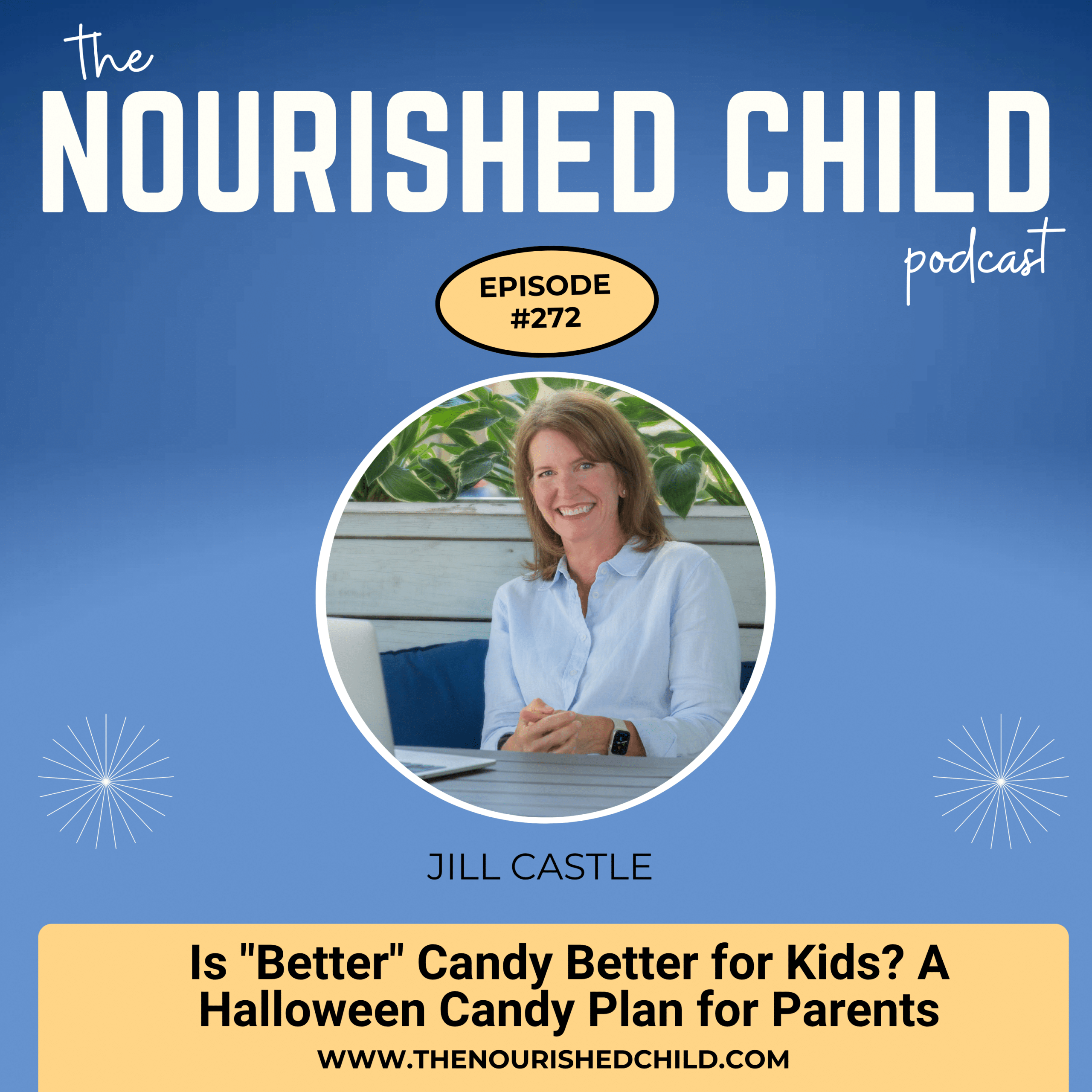 The Nourished Child podcast episode 272 with Jill Castle: Is “Better” Candy Better for Kids? A Halloween Candy Plan for Parents.